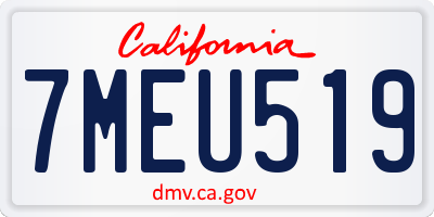 CA license plate 7MEU519