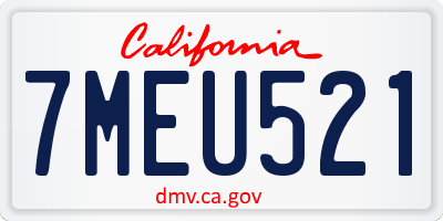 CA license plate 7MEU521