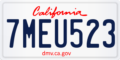 CA license plate 7MEU523
