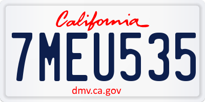 CA license plate 7MEU535