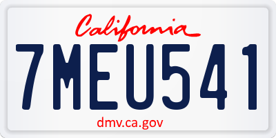 CA license plate 7MEU541