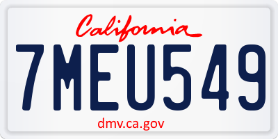 CA license plate 7MEU549