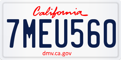 CA license plate 7MEU560