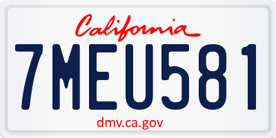 CA license plate 7MEU581