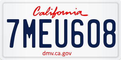 CA license plate 7MEU608