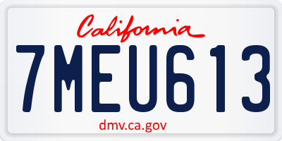 CA license plate 7MEU613