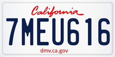 CA license plate 7MEU616