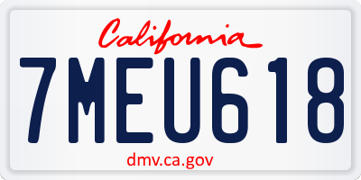 CA license plate 7MEU618
