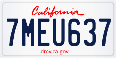 CA license plate 7MEU637
