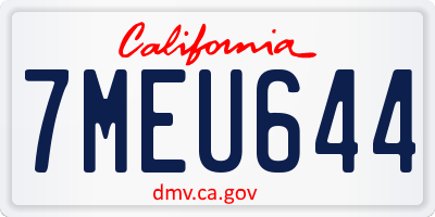 CA license plate 7MEU644