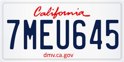 CA license plate 7MEU645