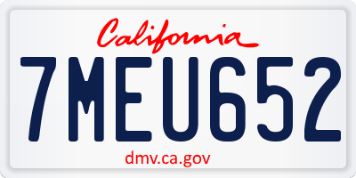 CA license plate 7MEU652