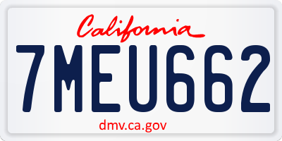 CA license plate 7MEU662