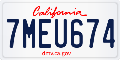 CA license plate 7MEU674