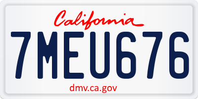 CA license plate 7MEU676