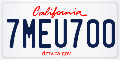 CA license plate 7MEU700
