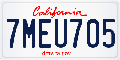 CA license plate 7MEU705