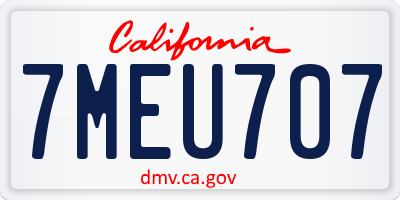 CA license plate 7MEU707