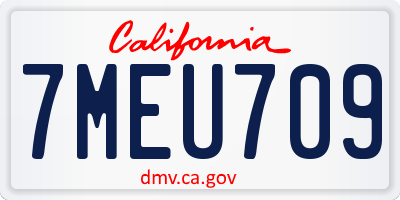 CA license plate 7MEU709