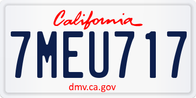 CA license plate 7MEU717