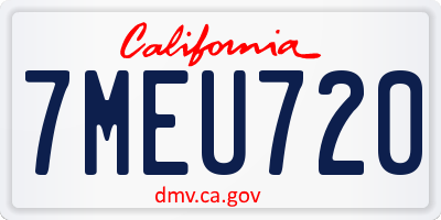 CA license plate 7MEU720
