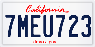 CA license plate 7MEU723