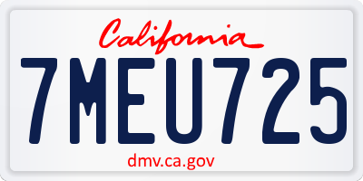 CA license plate 7MEU725