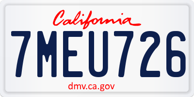 CA license plate 7MEU726