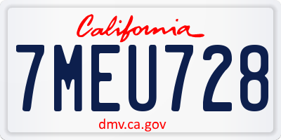 CA license plate 7MEU728