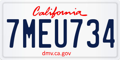 CA license plate 7MEU734