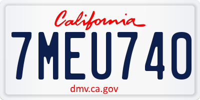 CA license plate 7MEU740