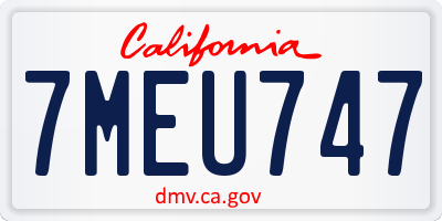 CA license plate 7MEU747