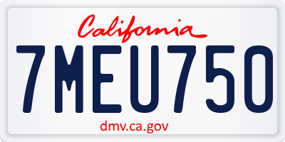 CA license plate 7MEU750