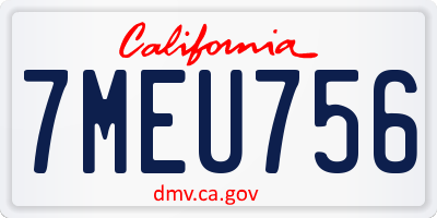 CA license plate 7MEU756