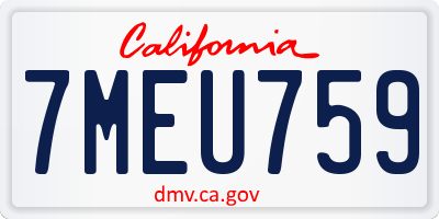 CA license plate 7MEU759