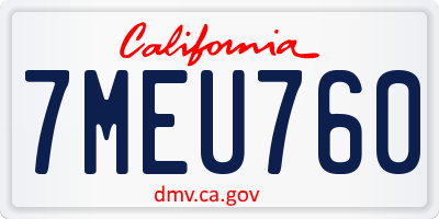 CA license plate 7MEU760