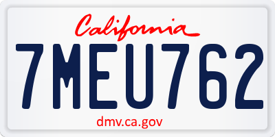 CA license plate 7MEU762