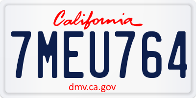 CA license plate 7MEU764