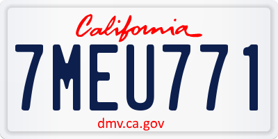 CA license plate 7MEU771