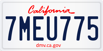 CA license plate 7MEU775