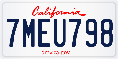 CA license plate 7MEU798