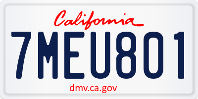 CA license plate 7MEU801