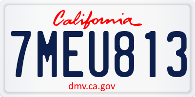 CA license plate 7MEU813
