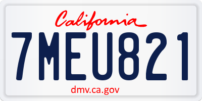 CA license plate 7MEU821