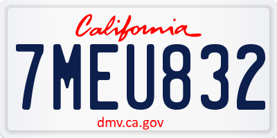 CA license plate 7MEU832