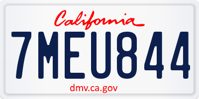 CA license plate 7MEU844
