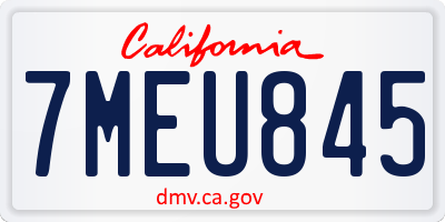CA license plate 7MEU845