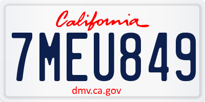 CA license plate 7MEU849