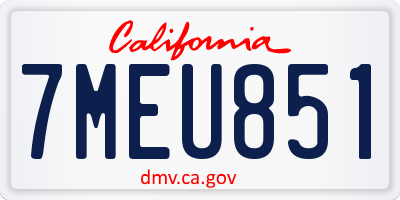 CA license plate 7MEU851