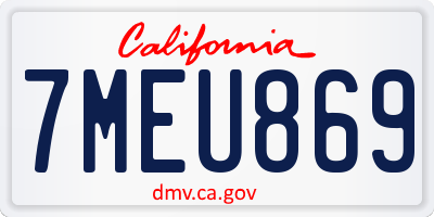 CA license plate 7MEU869